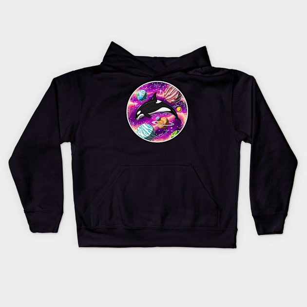 Psychedelic Orca Whale Kids Hoodie by underheaven